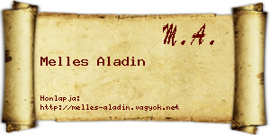 Melles Aladin névjegykártya